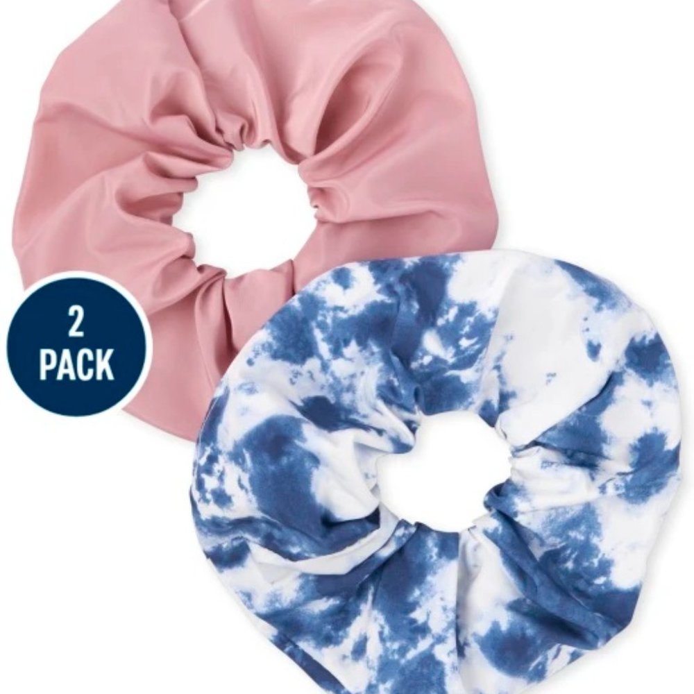 2 for $10 - NEW The Children's Place Hair Scrunchie Set Pink and Blue Tie Dye
